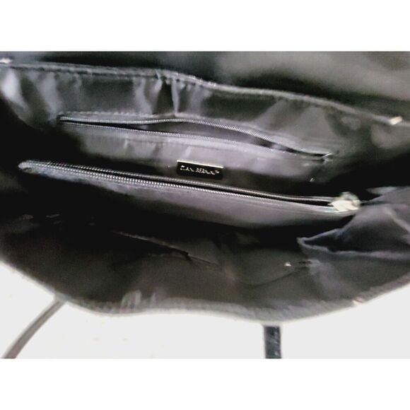 Giani Bernini Black Leather Bag Purse White Stitching‎ Silver Hardware Vintage - Picture 10 of 16
